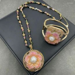 Bracelet Tourmaline naturelle pierre originale couleur fleur collier personnalité Design tchèque strass pull chaîne femmes