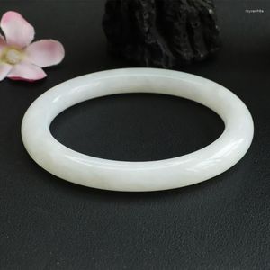 Bangle Natural White Jade Nephrite Bnagles vrouwen genezende edelsteen fijne sieraden echte graad a hetian jades round stone armband