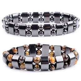 Bracelet Nature jaune œil de tigre hématite perles Bracelet thérapie soins de santé aimant hommes bijoux charme bracelets cadeaux pour Man320D