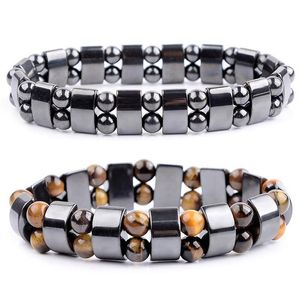 Bracelet Nature Jaune Oeil De Tigre Hématite Perles Bracelet Thérapie Soins De Santé Aimant Bijoux Pour Hommes Charme Bracelets Cadeaux Pour Man278d