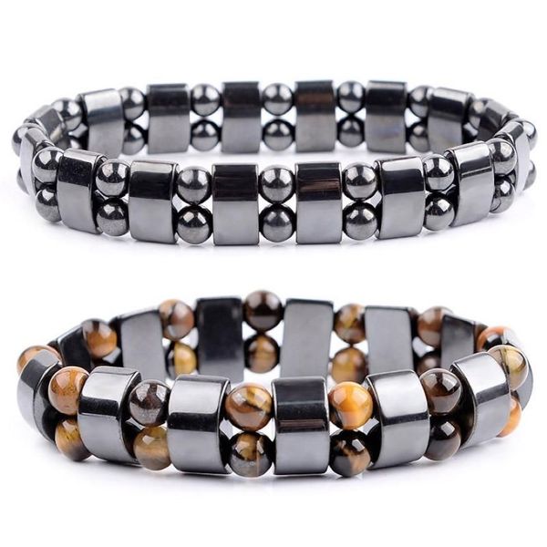 Brangle Nature Yellow Tiger Eye Hematite Beads Bracelet Thérapie Soins de santé Magnet Bijoux Men de bijoux Bangles Bangles Cadeaux pour Man260h