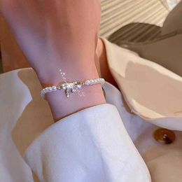 Bracelet collier et ensembles de boucles d'oreilles pour femmes décontracté blanc perle d'eau douce femmes Bracelet noeud papillon série forêt GirlBangle