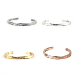 Bracelet Never Give Up Mobius Bracelet Simple Vintage Lovers Letted Acier Inoxydable Avec Manchette Ouverte 1287355j