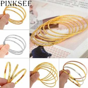 Bracelet Nouveau 3/4 / 6pcs 1 Set Nouvelle mode Gold Silver Color bébé Enfants Enfants Round Bangles Couchettes Bracelet Muslim Bracelet Drop Ship 240411