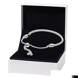 Bracelet New 925 Sterling Sier Slide Bracelet Or Jaune Plaqué Womens Cadeau De Mariage Avec Boîte D'origine Pour Pandora Moments Réglable Dhgeh