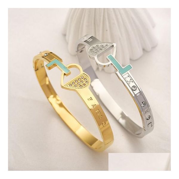 Bracelets de bracelets de bracelets en métal plaqué Gold Bracelet 2023 cadeaux coeur conçu pour les femmes Love Love Jewelry Wholesale Drop de Otvt5