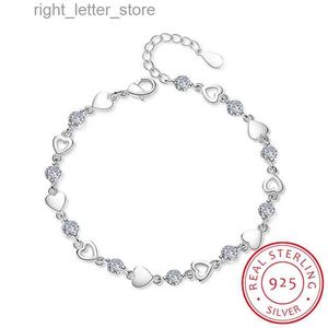 Bangle New Fashion 925 STERLING Silver Love Zirconia Bracelet Womens Crystal Jewelry Pulseira Feminina S-B144 YQ240409
