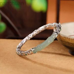 Bangle Nieuwe Mode Vergulde Tian Jade Samengestelde Armband Kralen Kralen Bamboe Bangle Armband voor Vrouwen Meisjes Sieraden Geschenken ldd240312