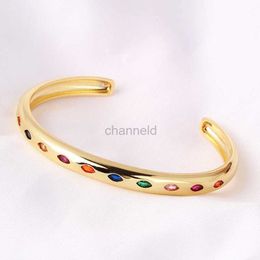 Bracelet nouveau luxe plaqué or zircone réglable femmes cristal arc-en-ciel bracelets 2023 240319