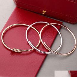 Brazalete Nuevo Luxurydesigner Pulsera M Thinner Nail Fashion Uni Cuff Pareja Oro Titanio Acero Joyería Día de San Valentín Drop Entrega Bra DHQZD