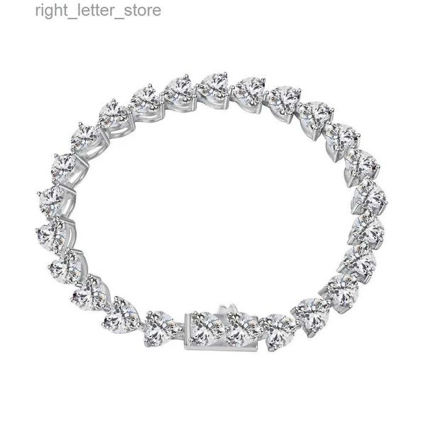Bracelet Nouvelle chaîne de tennis Love White Diamond Zircon Row Diamond Fashion Simple Womens bijoux YQ240409