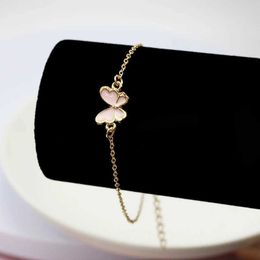Bangle nieuwe trend roze vlinderarmband voor vrouwen eenvoudige meisjes lieve kleine charme minimalisme emaille Pulser sieraden verjaardagscadeau 240319