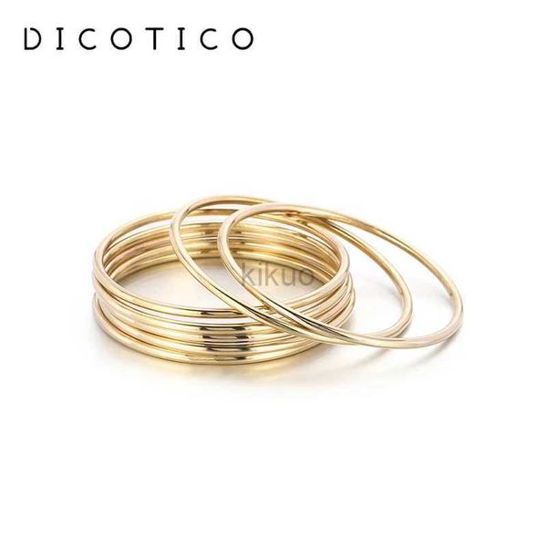 Bangle New Women Bangles for Women Indian Gold Silver Color de acero inoxidable Múltiple capa Redonda Mujeres Regalos de joyería de boda 24411