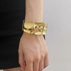 Bangle Niche Design Convex metaal brede armband Persoonlijkheid Licht Luxe Delicate Open Bracelet Womens Senior Jewel 230814