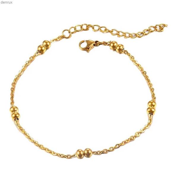 Brazalete sin fade de acero inoxidable dorada de oro brazalete con cuentas para mujeres gril joya de joyas regalos al por mayor dropshippingl240417