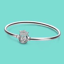 Armreif Edle Mädchen Schmuck S925 Sterling Silber Armband Zirkon Krone Design Solide Geburtstag Geschenk Echt