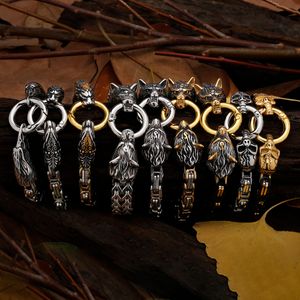 Bracelet nordique Viking celtique tête de loup Dragon oiseau fantôme hommes en acier inoxydable Bracelet non décoloré bijoux en gros 230911