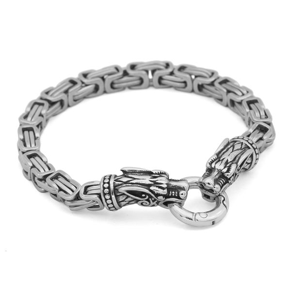 Bracelet nordique viking odin loup chaîne roi scandinave bracelet amulette pour hommes acier inoxydable 17-25 cm 230906