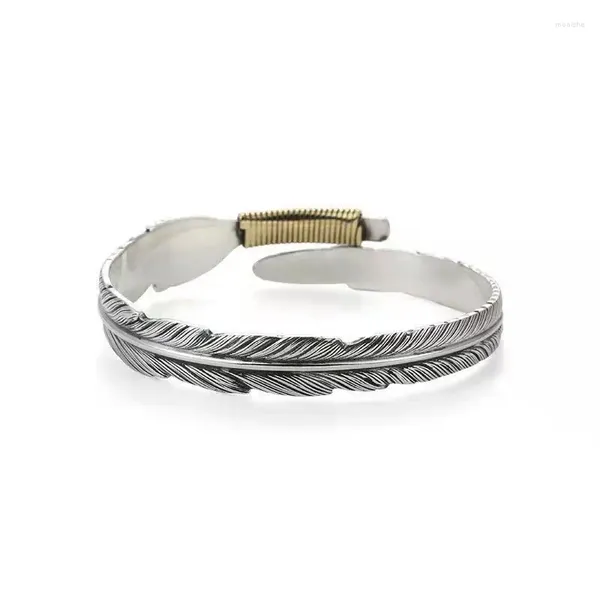 Bracelet NY Plume Bracelet Mode Homme Rétro Ouvert Pure