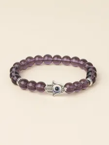 Bracelet OAIITE 8mm Bracelet en verre violet naturel pour femmes Balance Reiki prière hommes Couple bijoux cadeau de saint valentin