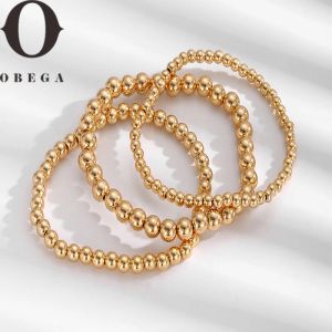 Bangle Obega Handmade Gold Color Beads Set 7 PCS STRING Mujeres de moda Braceletas Vintage Girls Fiesta Boho