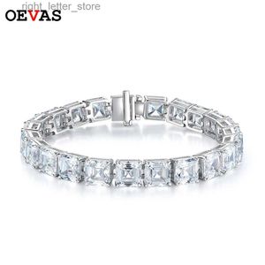Brangle Oevas 100% 925 SERRING SER un bracelet de pagode diamant à carbone élevé 7 mm carré adapté aux femmes de mariage étincelantes