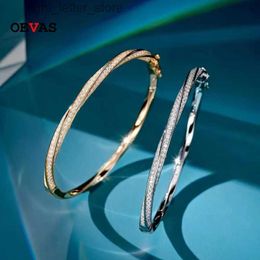 Bangle Oevas 100% 925 Sterling Silver Sparkling High Carbon Diamond Bracelet Geschikt voor dames bruiloften Betrokkenheidsfeesten Prachtige sieraden Gifts YQ240409