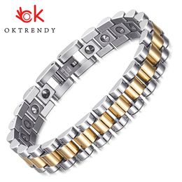 Bracelet Oktrendy Bio Hématite Bracelets pour Femmes Hommes Corée Populaire En Acier Inoxydable Santé Magnétique Hématite Pierres Énergie Puissance Bijoux