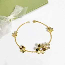 Brazalete OL estilo lindo moda encanto cadenas brazalete pulseras alta calidad fina CZ trébol flor pulsera para mujer joyería de marca