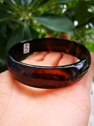 Bangle alleen echte Azië zwart natuurlijke agaat jade armband binnenste maat 61 mm #5