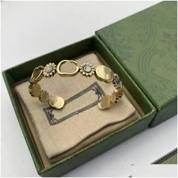 Brazalete abierto amante pulsera de lujo diseñador braclets oro retro para mujer joyería de moda suministro gota entrega pulseras ot8dt