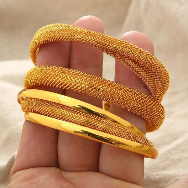 Bracelet en or ouverte or bracele pour femmes hommes filles élégantes bracelets de mariage arabe / éthiopien / cadeaux de fête