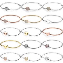 Bangle originele rozenmomenten plave ful hart gesp slangketting armband fit mode 925 sterling zilveren charm diy sieraden 230216