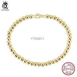 Bracelet ORSA JEWELS 4mm perle boule chaîne Bracelet 14K or 925 argent Sterling mode femmes Bracelet bijoux 6.5/7/7.5/8 pouces SB103 YQ231107