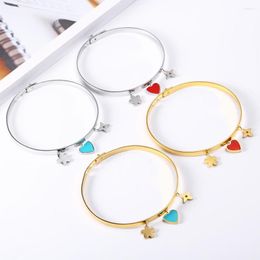 Bangle OUFEI hartvormige armband roestvrij stalen sieraden damesmanchet verstelbare mode armbanden groothandel 2023