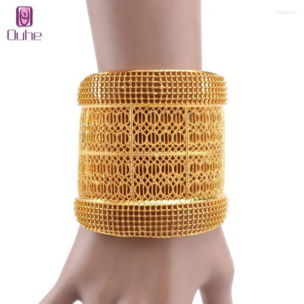 Bracelet OUHE luxe dubaï large pour femmes hommes couleur or Bracelets africainsBangles inde bijoux cadeaux de mariage de mariée Trum22