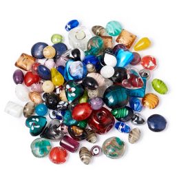 Brazalete Pandahall, cuentas de cristal de Murano hechas a mano de colores mezclados para fabricación de joyería, manualidades Diy, accesorios para pulseras, venta al por mayor