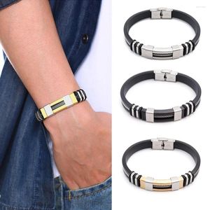 Bangle Party Leveringen rock sieraden roestvrijstalen punk polsband lederen armband Stijlvolle casual polsband