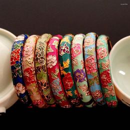 Bangle Pioenbloem Chinese Filigraan Cloisonne Emaille Traditioneel Handwerk Etnische Armbanden Voor Vrouwen Accessoire Mode-sieraden