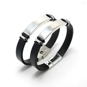 Bracelet personnalisé en simili cuir gaufré, décor coulissant en acier inoxydable avec fermoir en alliage amovible