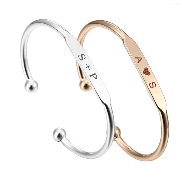 Bracelet en acier inoxydable Bracelet Gratule Nom ID Cuff pour femmes Girls Charme Open Bijoux Gift Birthday