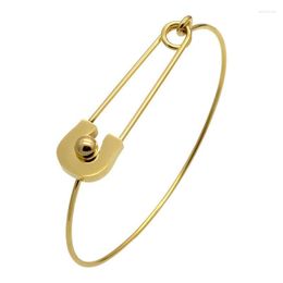 Brazalete Personalidad Vintage Simple Acero Inoxidable Metal Llano Náutico Pin Alambre Fino Color Oro Pulsera Para Regalo De CumpleañosBangle Lars22