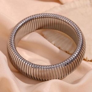 Bracelet personnalisé 20mm de large élastique Vertical Grain18K plaqué or étanche en acier inoxydable bijoux de haute qualité pour femme