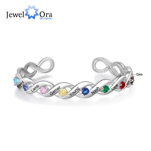 Bangle Gepersonaliseerde Gravure 8 Namen Manchet Armbanden voor Vrouwen Aangepaste Eindeloze Liefde Infinity Armbanden Verjaardagscadeaus voor Moeder 231204