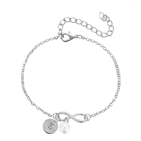 Bracelet Bracelet Initial Personnalisé Plaqué Argent 26 Lettre 8 Forme Perle Disque Délicat Nom Montre Robuste