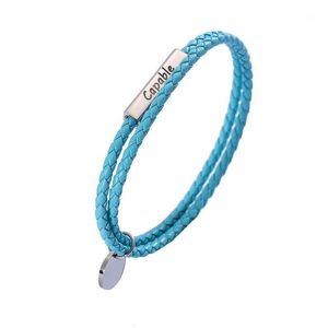 Bangle gepersonaliseerde lederen armband aangepaste kralen naam charmes voor armbanden