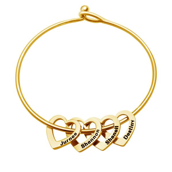 Bracelet noms personnalisés coeur perles Bracelet en acier inoxydable bracelet bijoux cadeau pour maman petite amie G230210