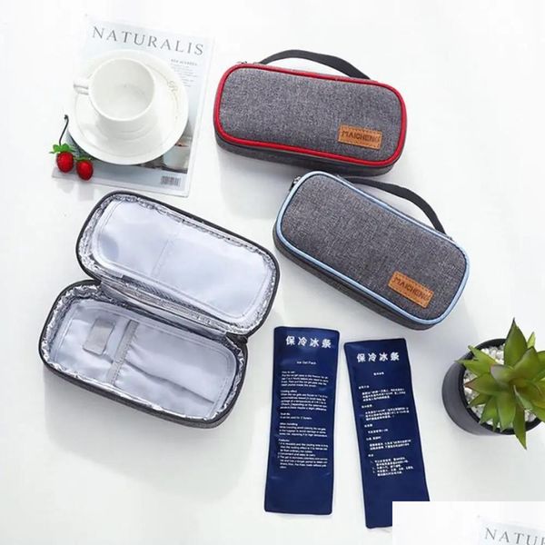 Píldora de brazalete Refrigerada de hielo ICE Diabética Insin Refring Bag Bag Medical Coacher Organizador Caso de viaje con gel Drop del Otppe