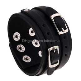 Armband Pin Gesp Charm Lederen Manchet Knop Verstelbare Armband Polsband Voor Mannen Vrouwen Mode-sieraden Drop Levering Armbanden Dhzrl