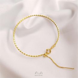 Jonc Goupille Bracelet Universel Épais 1.5mm Fil de Lot Or Véritable 18K Rétractable Réglable DIY